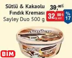 SAYLEY DUO  SÜTLÜ & KAKAOLU FINDIK KREMASI